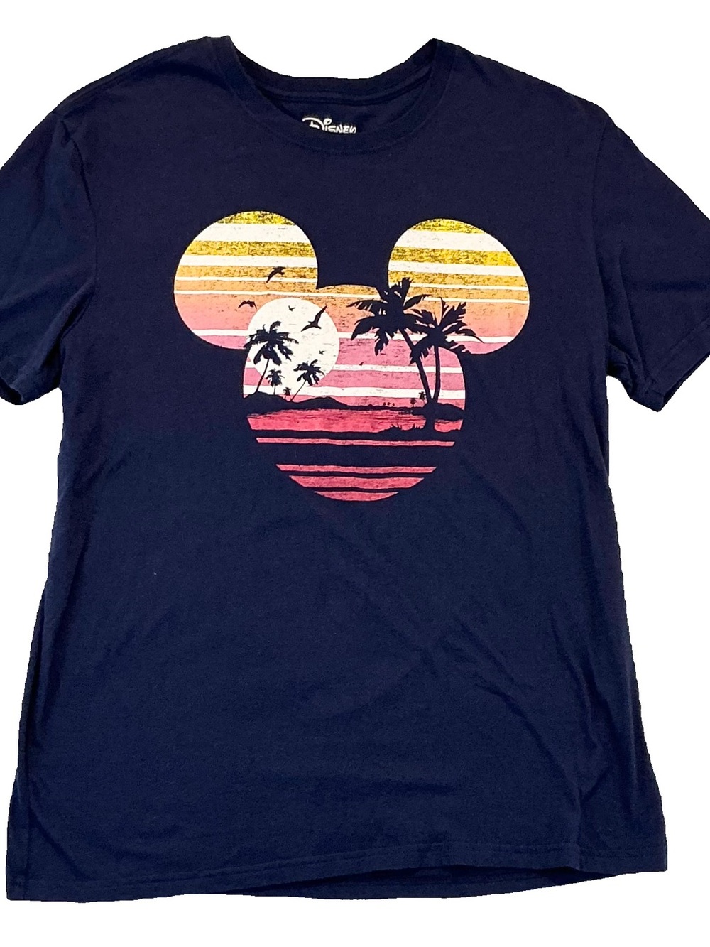 Disney Men’s Navy Mickey Sunset Graphic Tee